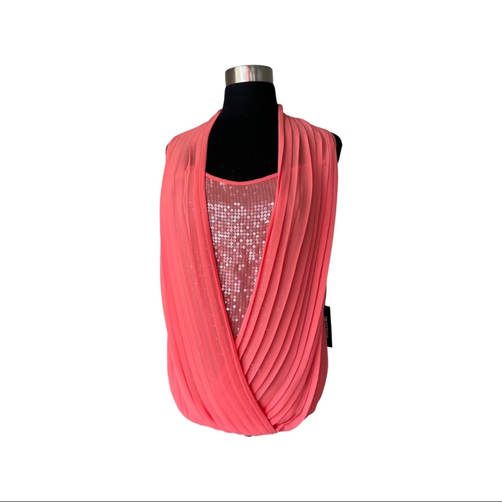Robbi & Nikki coral draped blouse NWT